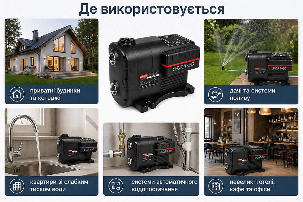 Де використовується насосна станція KOER SCA3-30 для підвищення тиску води